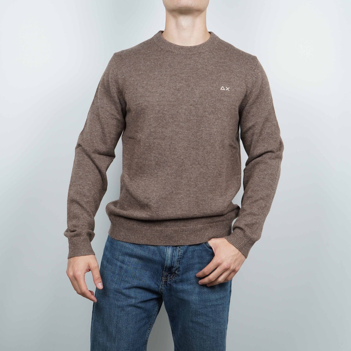 Maglione Girocollo SUN68 Sweater Warm Wool K46112-66 Marrone in Lana e Cashmere