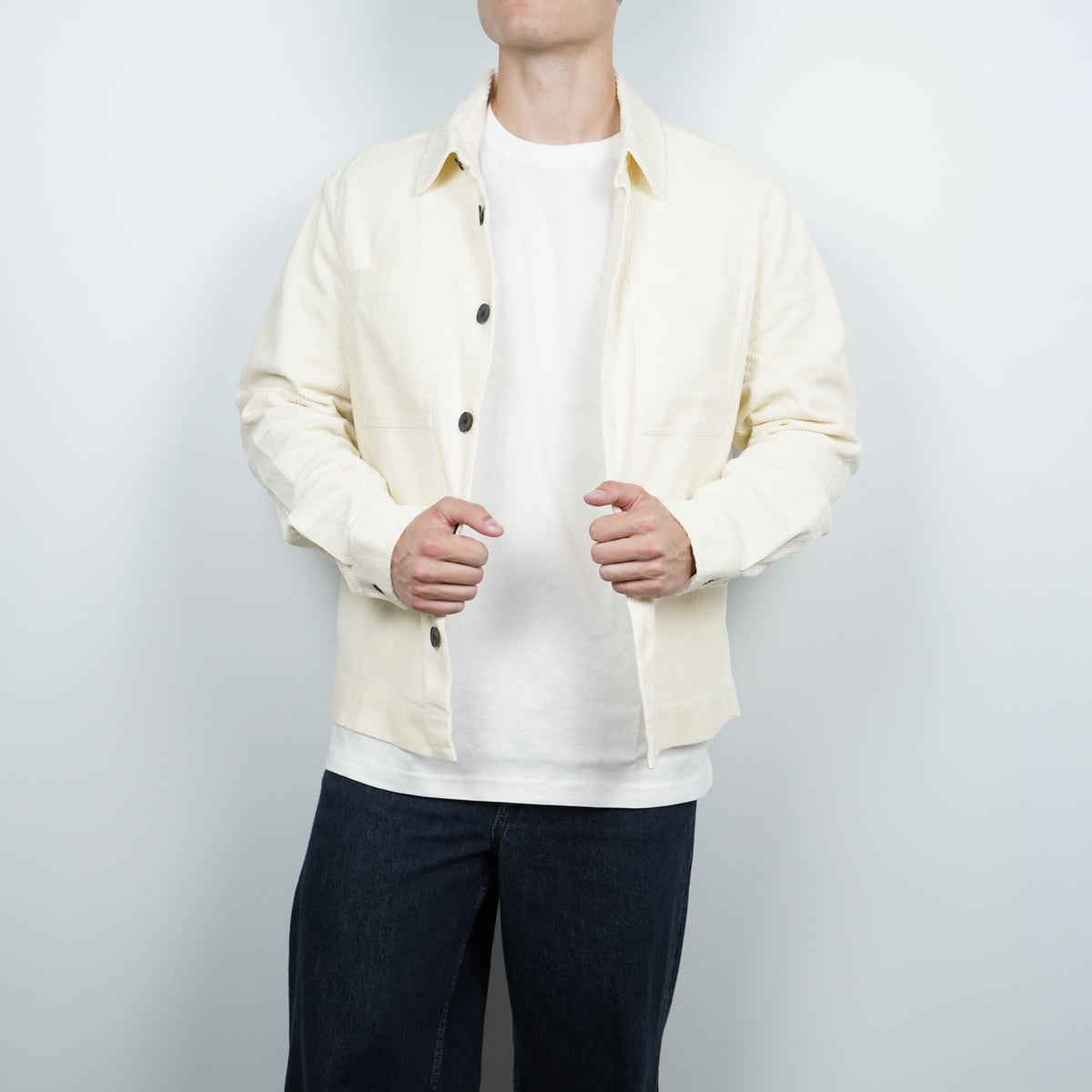 Overshirt SUN68 Corduroy S46111-31 Bianco Panna in Velluto di Cotone