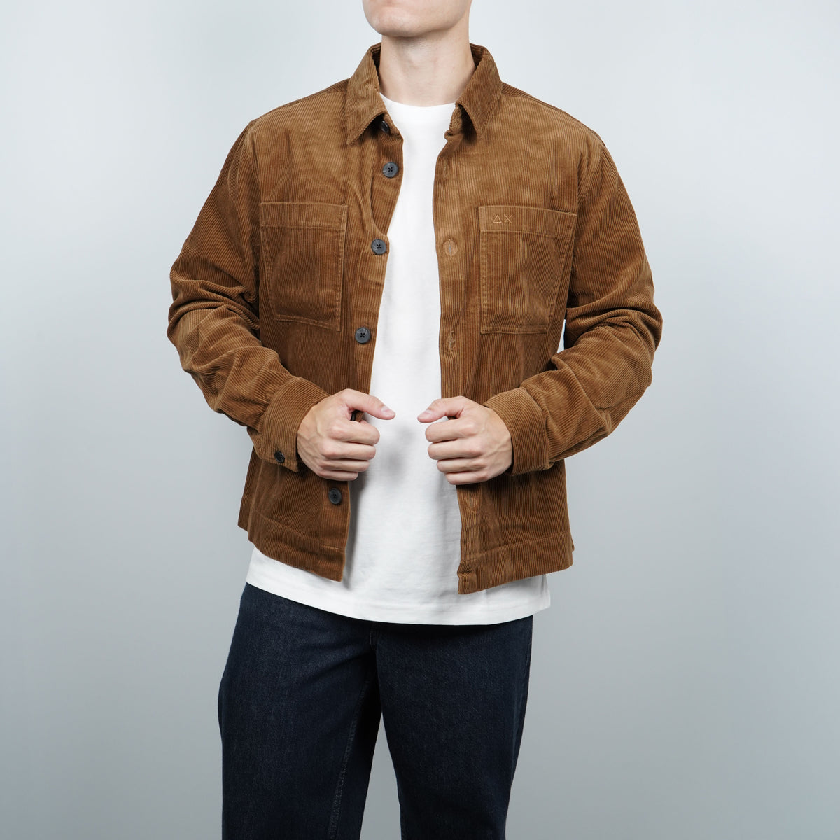 Overshirt SUN68 Corduroy S46111-71 Marrone Cacao in Velluto di Cotone