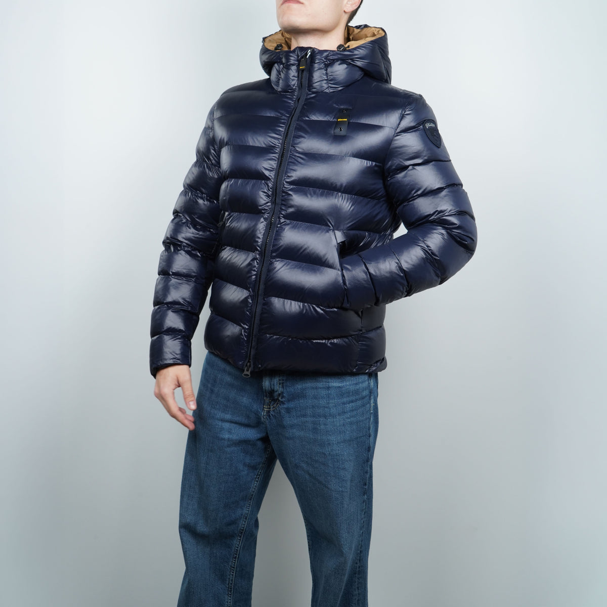 Piumino Blauer Adams Blu Navy Lucido con Cappuccio