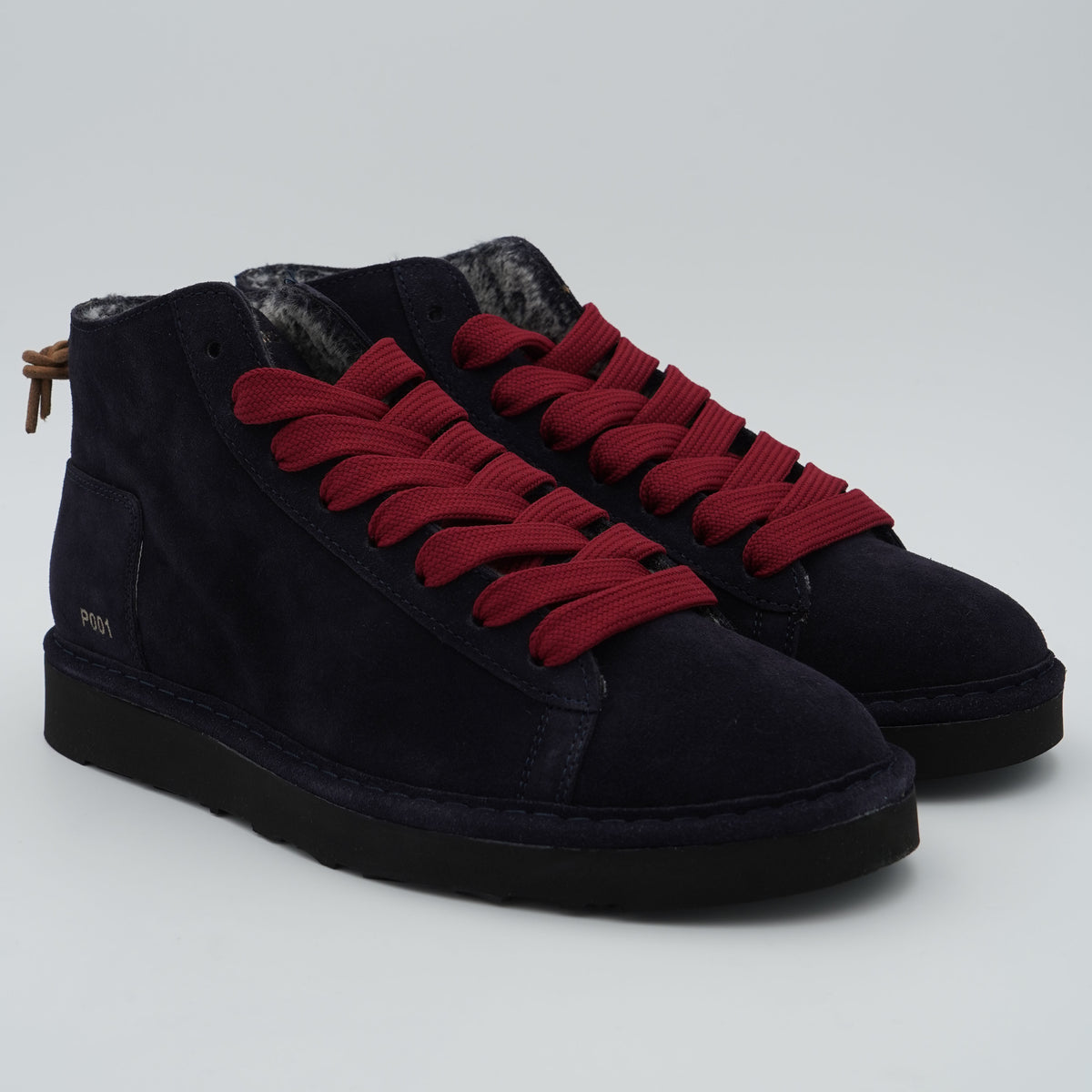 Polacchino Panchic Icon P001M036 T025 Space Blu in Camoscio con Fodera Faux Fur, Lacci Bordeaux e Suola EVA