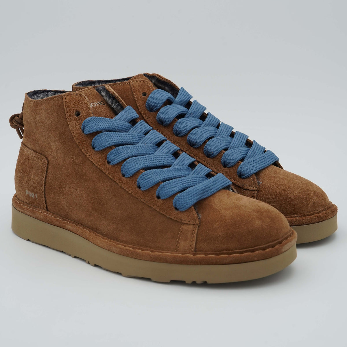 Polacchino Panchic Icon P001M036 D004 Cognac in Camoscio con Fodera Faux Fur, Lacci Denim e Suola EVA