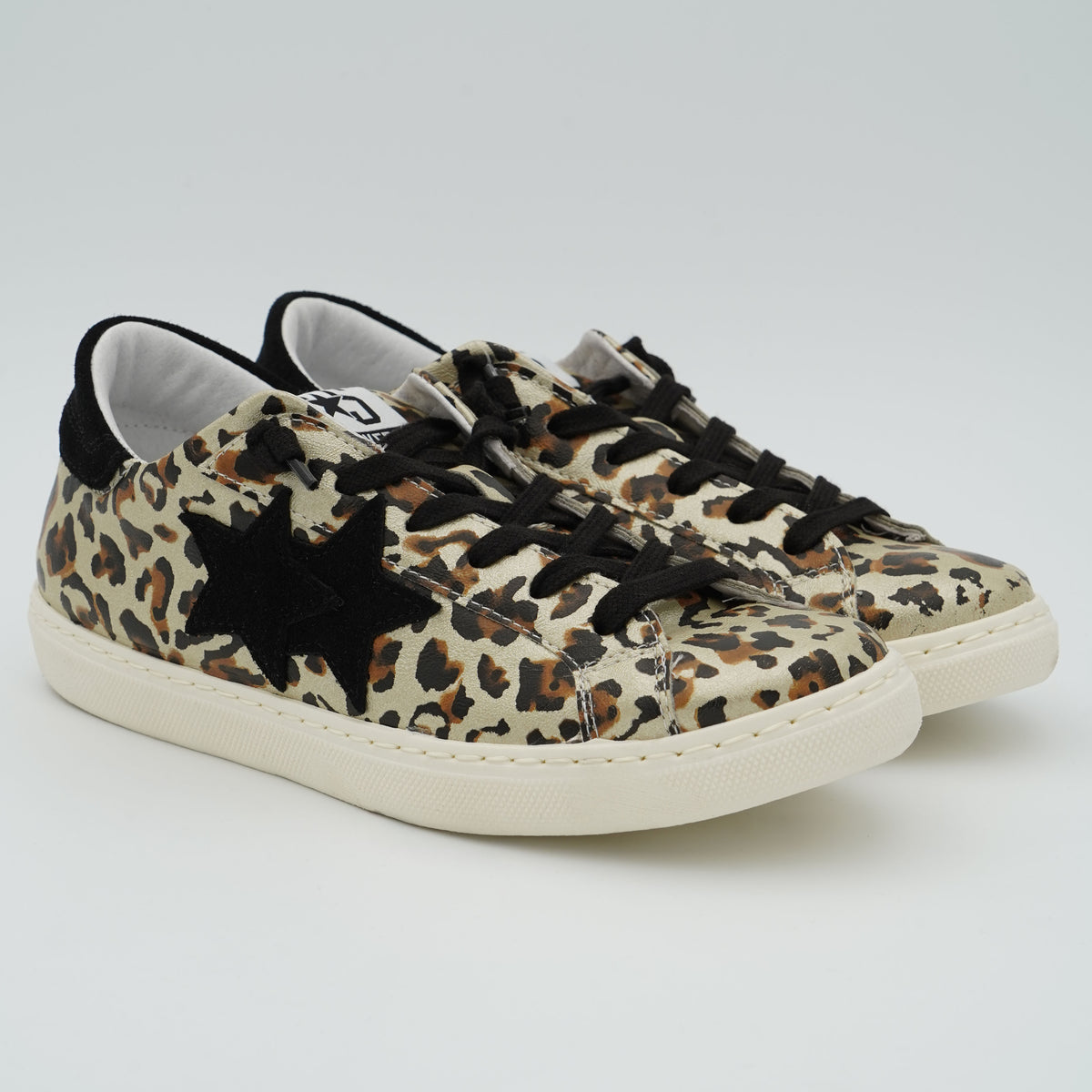 Sneakers 2Star 5289 Leopard Oro Nero con Doppia Stella