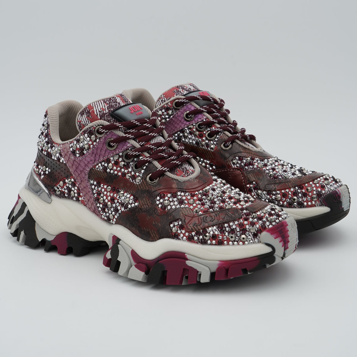 Sneakers Joia Paris 202602W101 Jewel Bordeaux con Strass e Suola Chunky