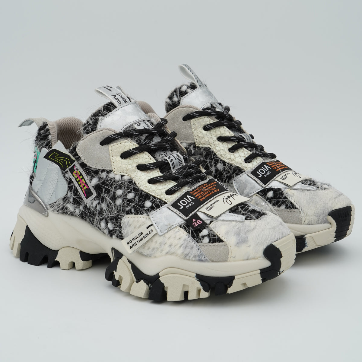 Sneakers Joia Paris 202602W116 Label Black White con Suola Chunky