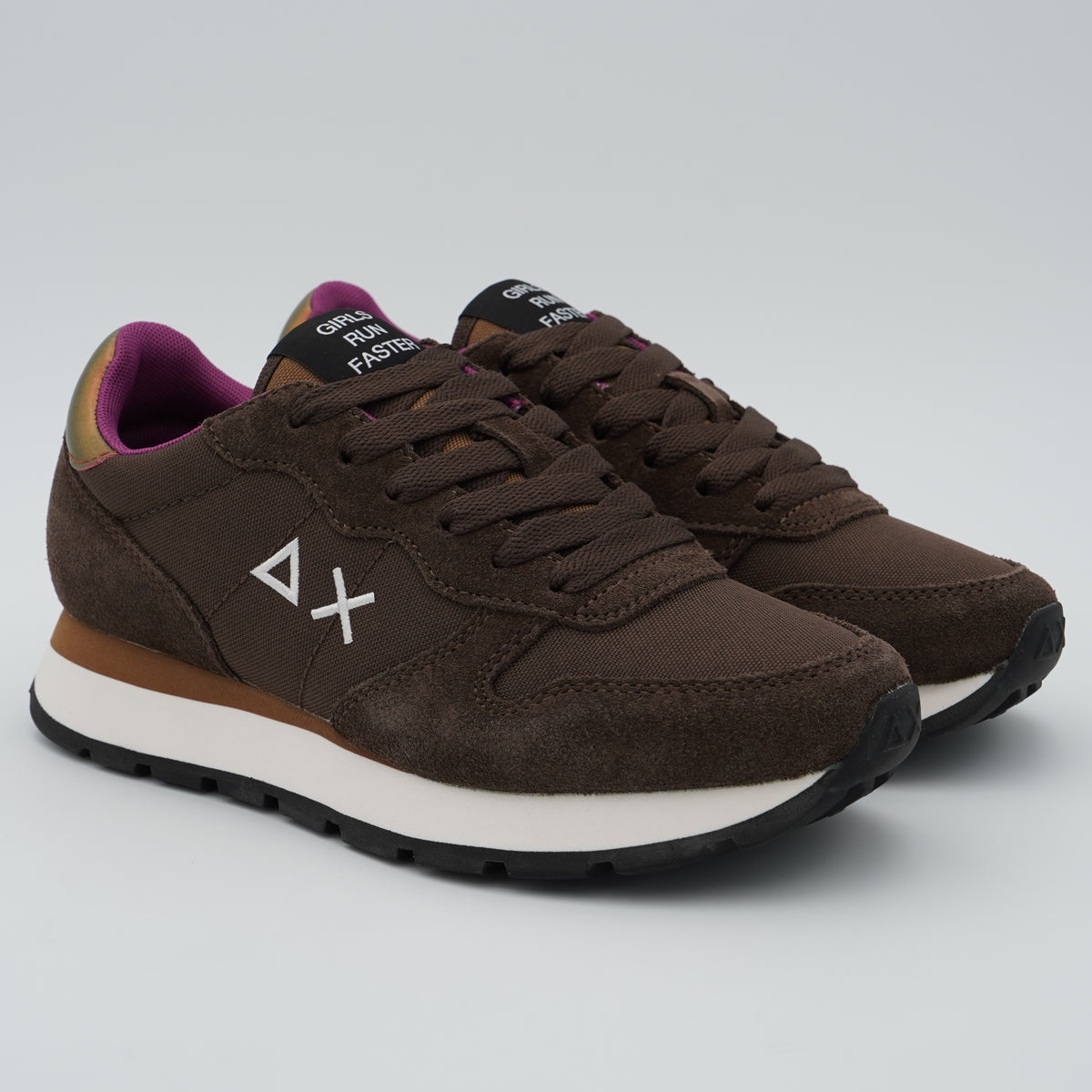 Sneakers SUN68 Ally Solid Z46201 08 Marrone in Suede e Nylon con Logo Ricamato e Suola Running in EVA