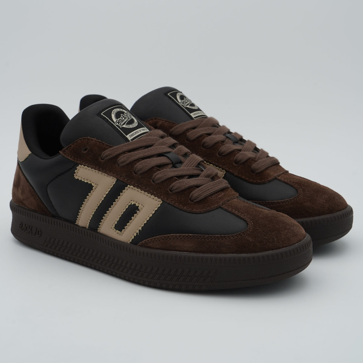 Sneakers Back 70 Double 108028-000035 Vegetal Black Beige in Pelle e Suede