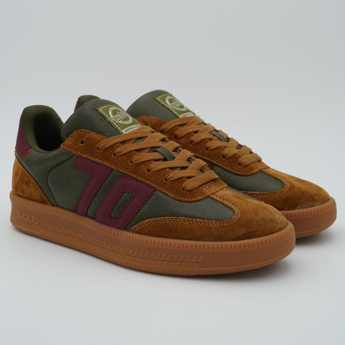 Sneakers Back 70 Double 108028 Bis Vegetal Forest Wine in Pelle e Suede