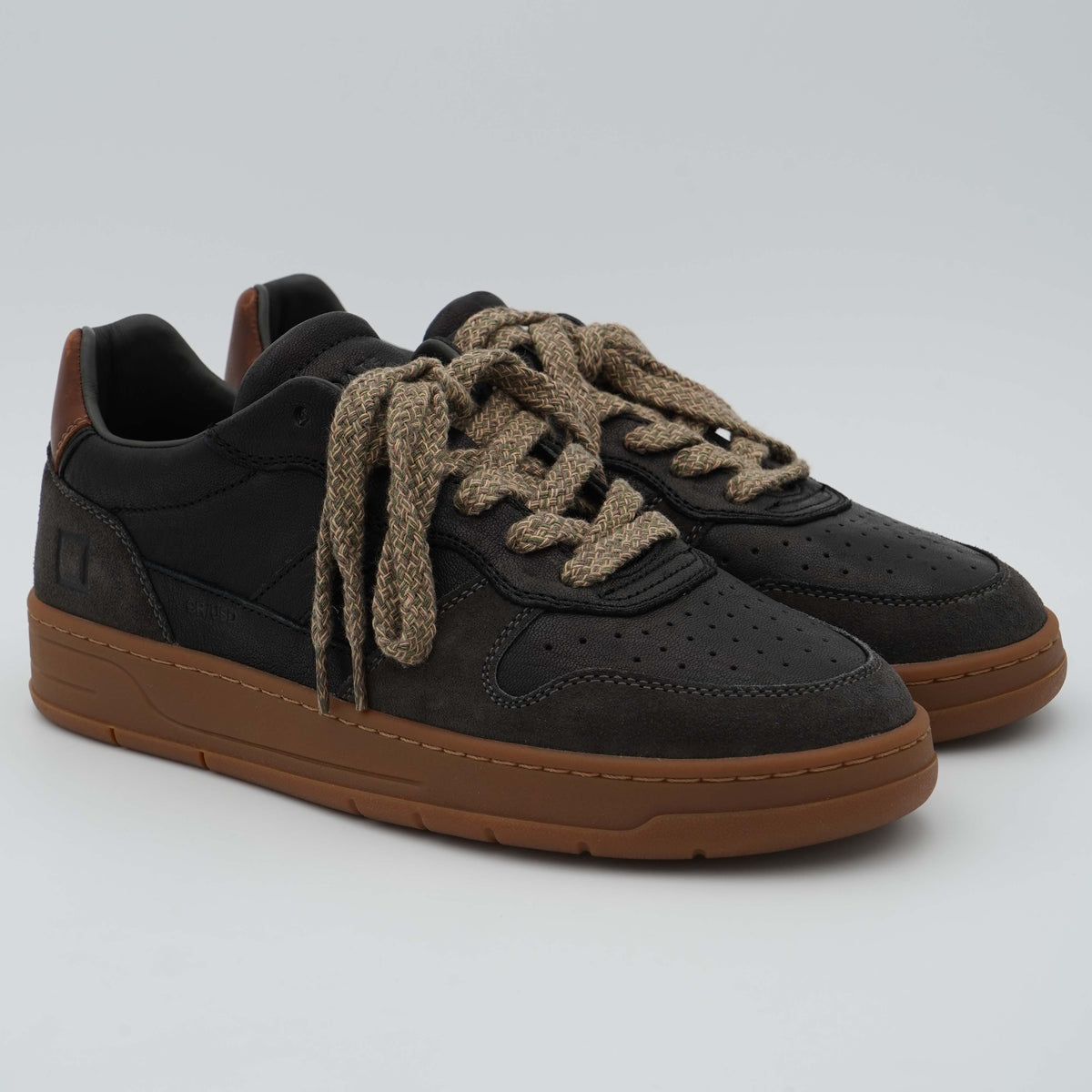 Sneakers D.A.T.E. Court 2.0 Used M451C2USBK Black in Pelle e Suede con Suola in Gomma