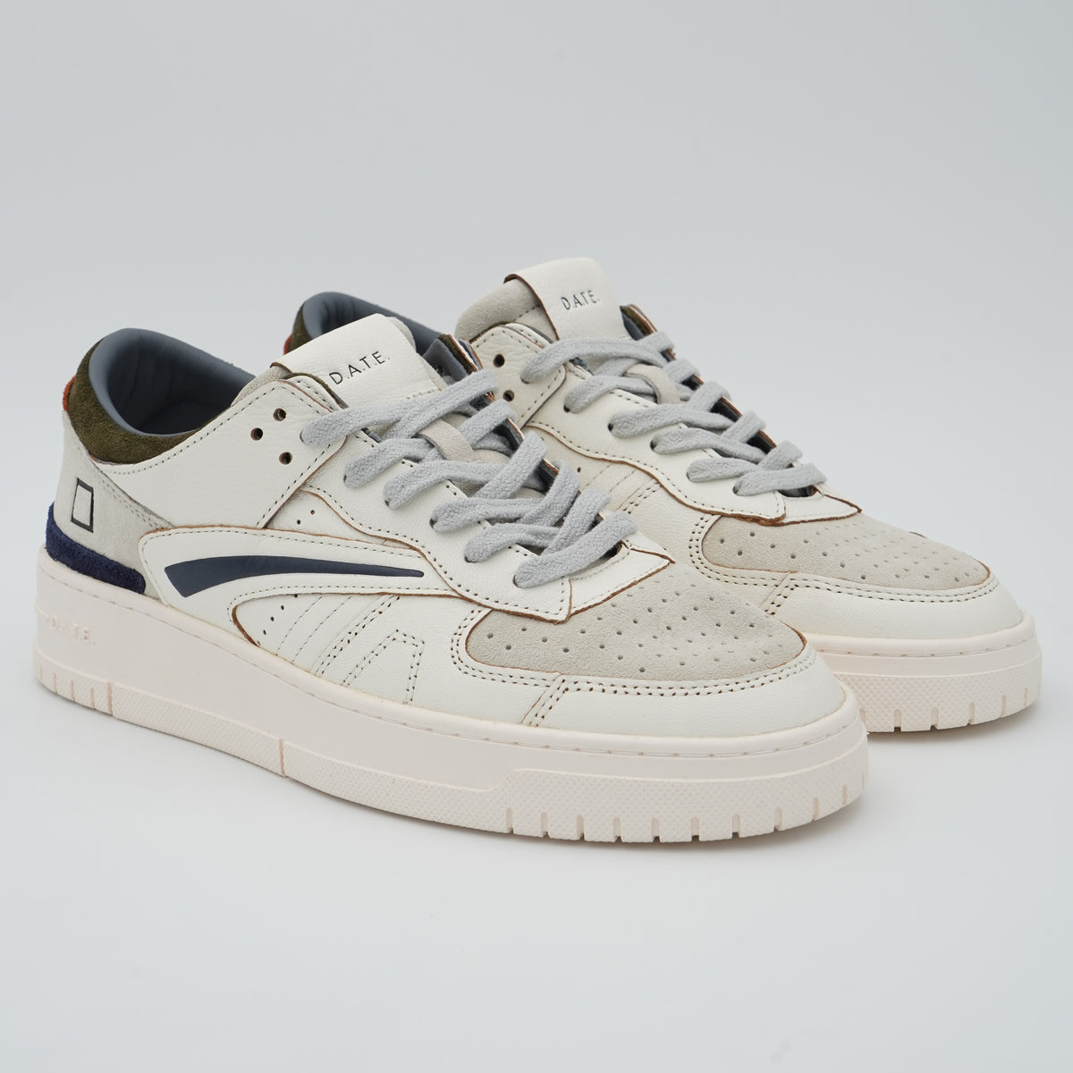 Sneakers D.A.T.E. Torneo Colored M451TOCOWG White Green in Pelle Bianca e Camoscio