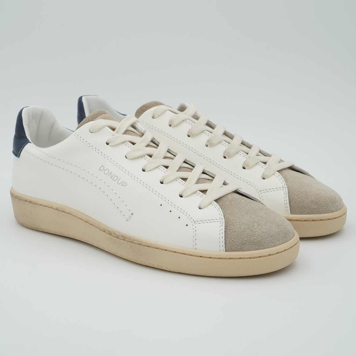 Sneakers Dondup PL0694U003 Bianche con Dettagli Beige e Blu