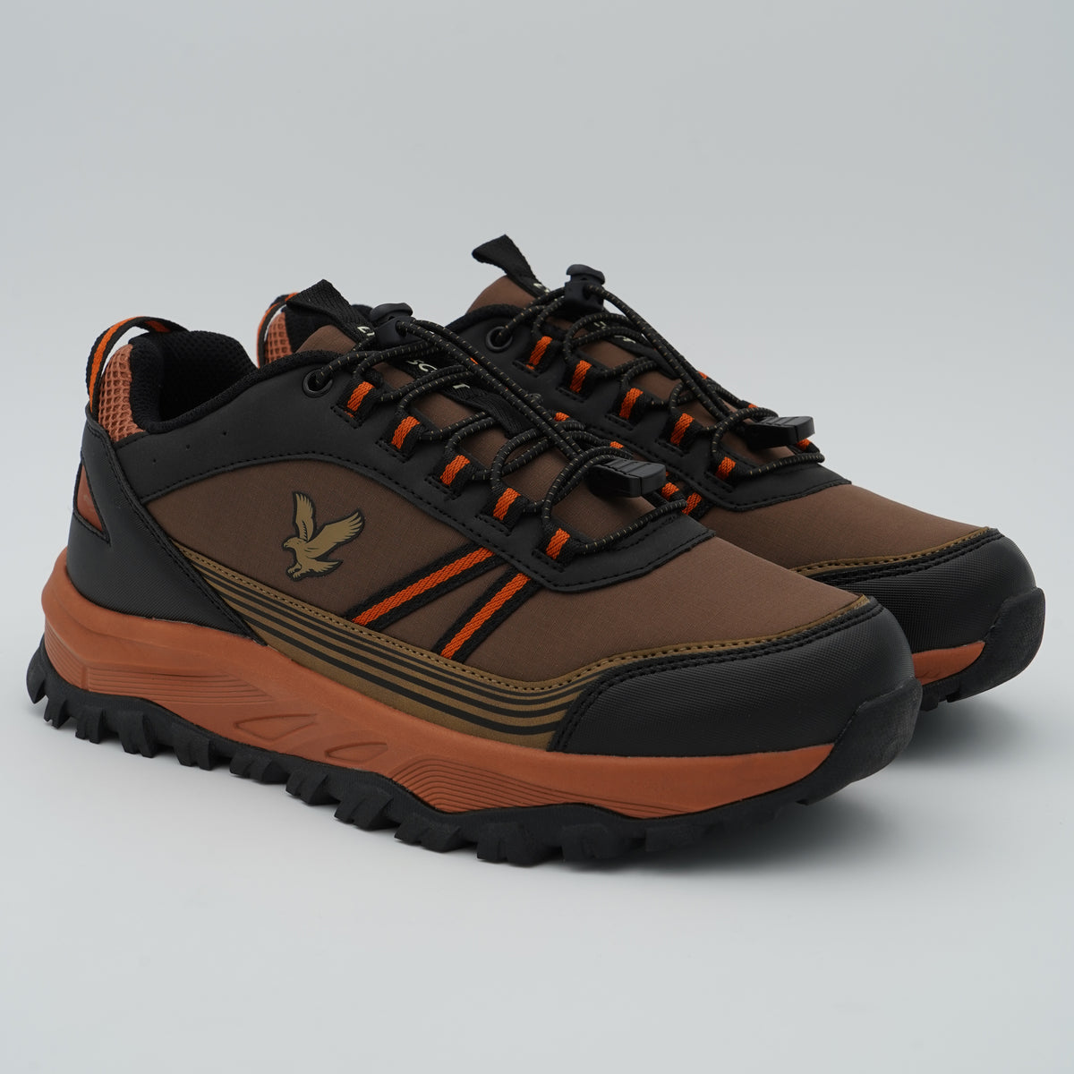 Sneakers Lyle & Scott Nyllep Mintlaw LSMRU00004 287 Marrone e Arancione con Lacci Elastici, Suola Chunky e Logo Aquila Dorata