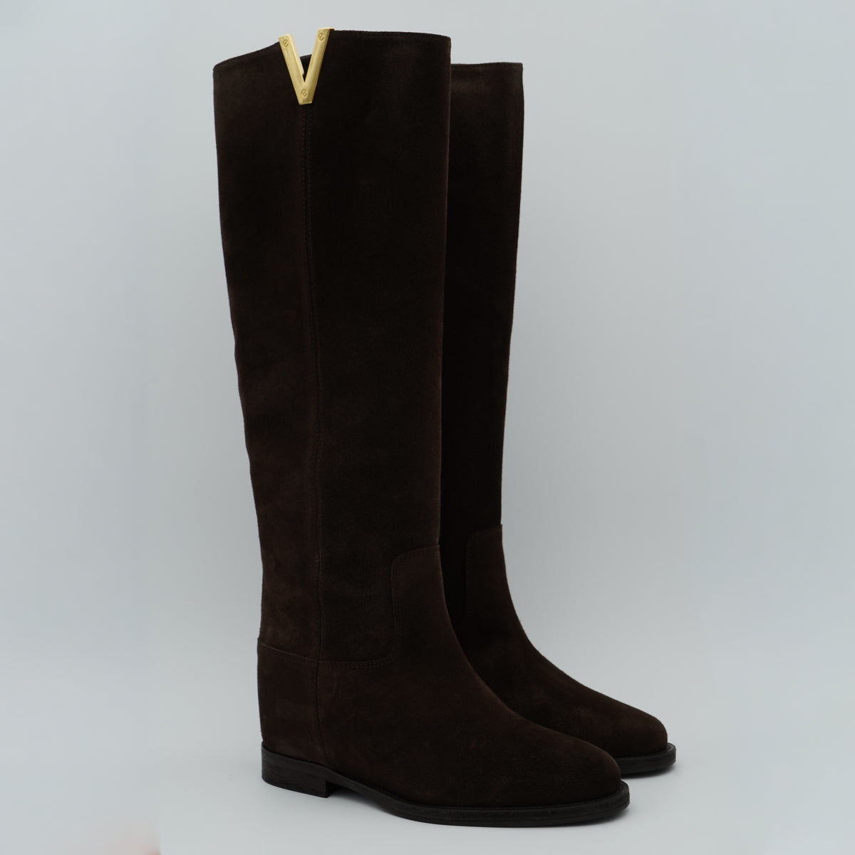 Stivale Via Roma 15 2568 Velour Testa di Moro con V Oro