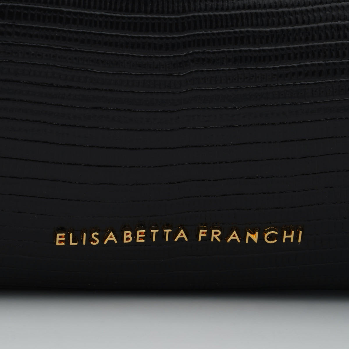 Borsa a Spalla Elisabetta Franchi BS15A66E2 Nera Effetto Rettile con Dettagli Oro