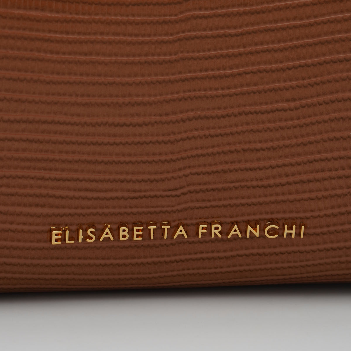 Borsa a Spalla Elisabetta Franchi BS15A66E2 Sigaro Effetto Rettile con Dettagli Oro