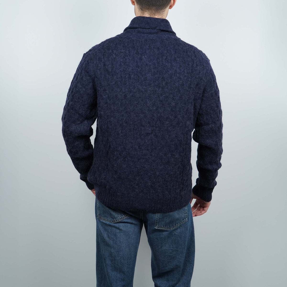 Cardigan SUN68 Shawl Fancy Knit Alpaca Soft Touch K46156-07 Navy Blue