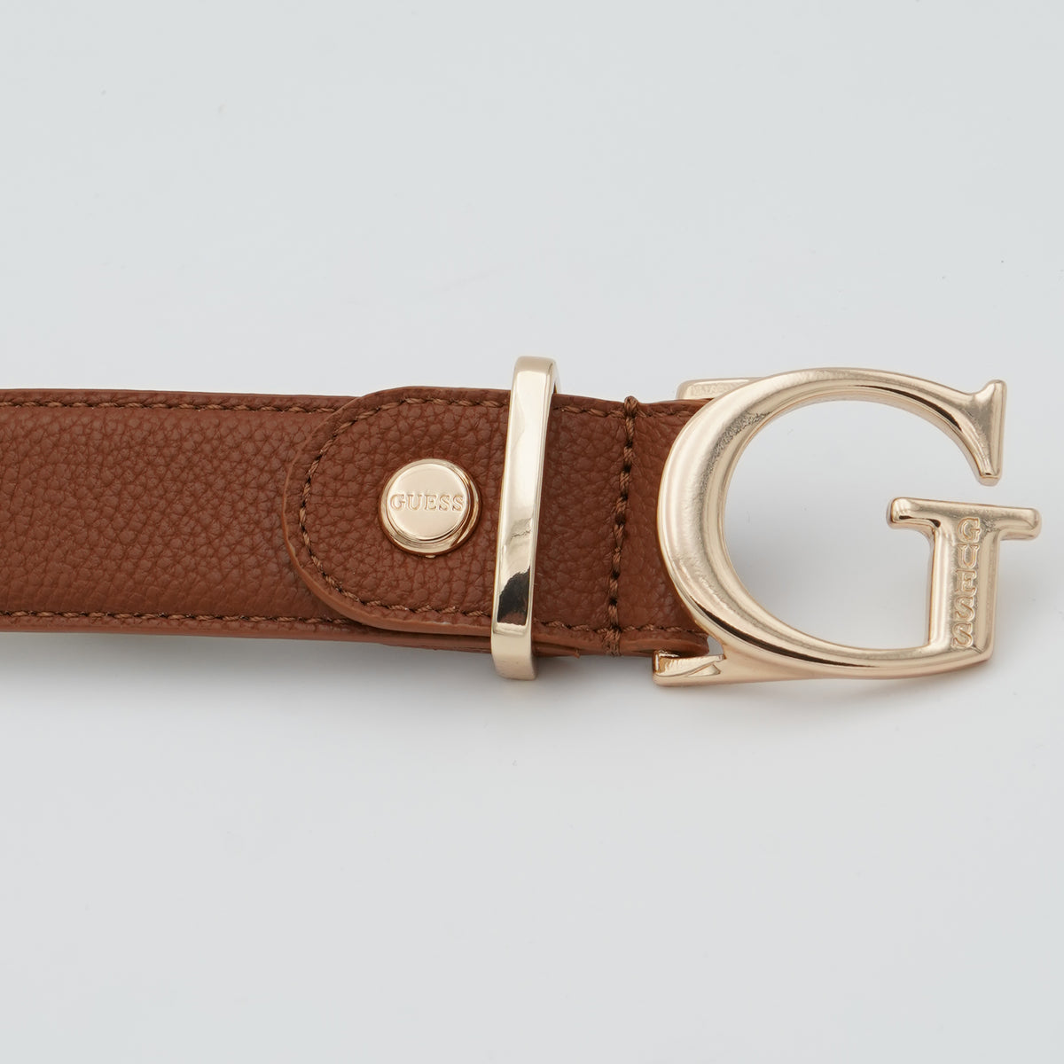 Cintura Guess Delphine BW9465P6330 Cognac Marrone Effetto Pelle Martellata con Fibbia G Dorata