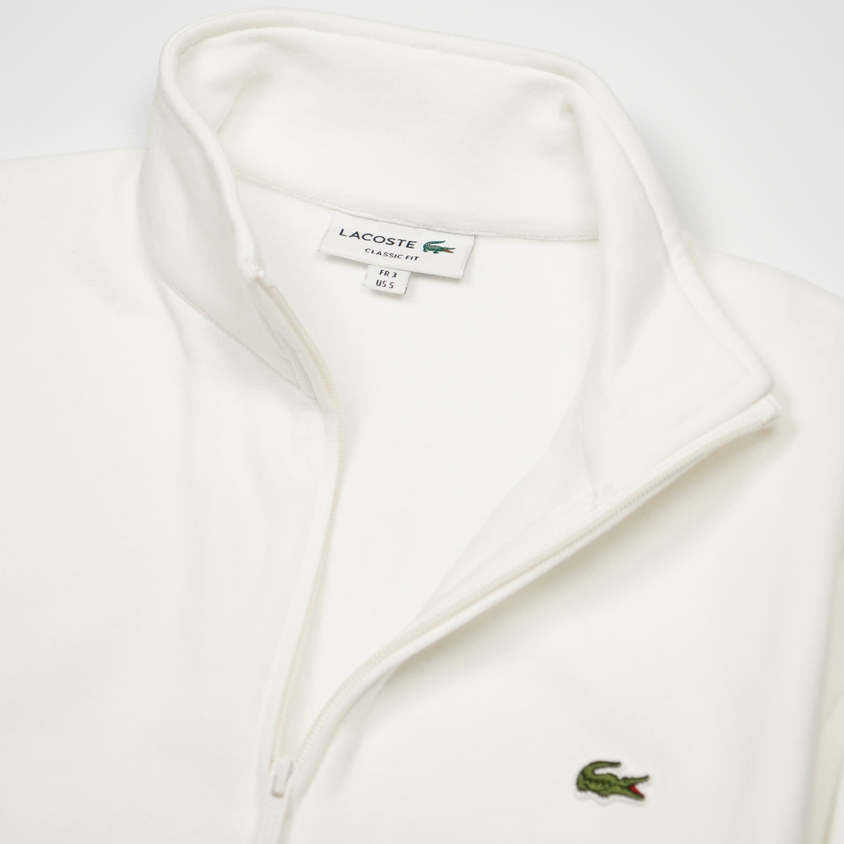 Felpa Lacoste SH8866-00-70V Blanc con Collo Alto e Mezza Zip Classic Fit