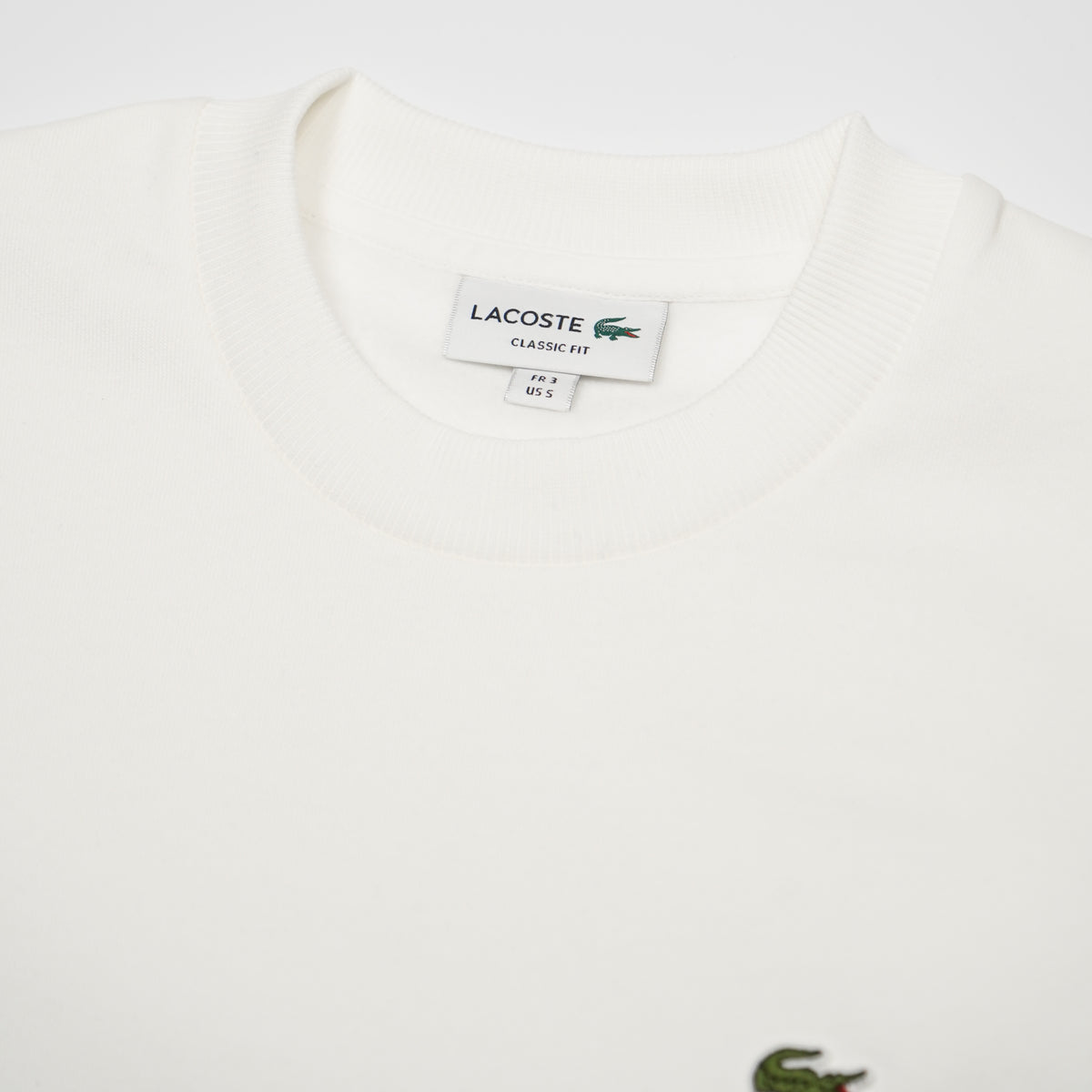 Felpa Lacoste SH8868-00-70V Blanc Girocollo in Cotone Felpato Classic Fit