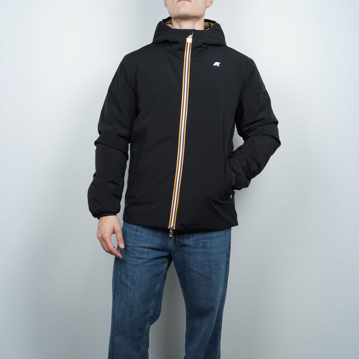 Giubbotto Kway Jack ST Warm Double k6128vw DBN Nero e Beige Khaki