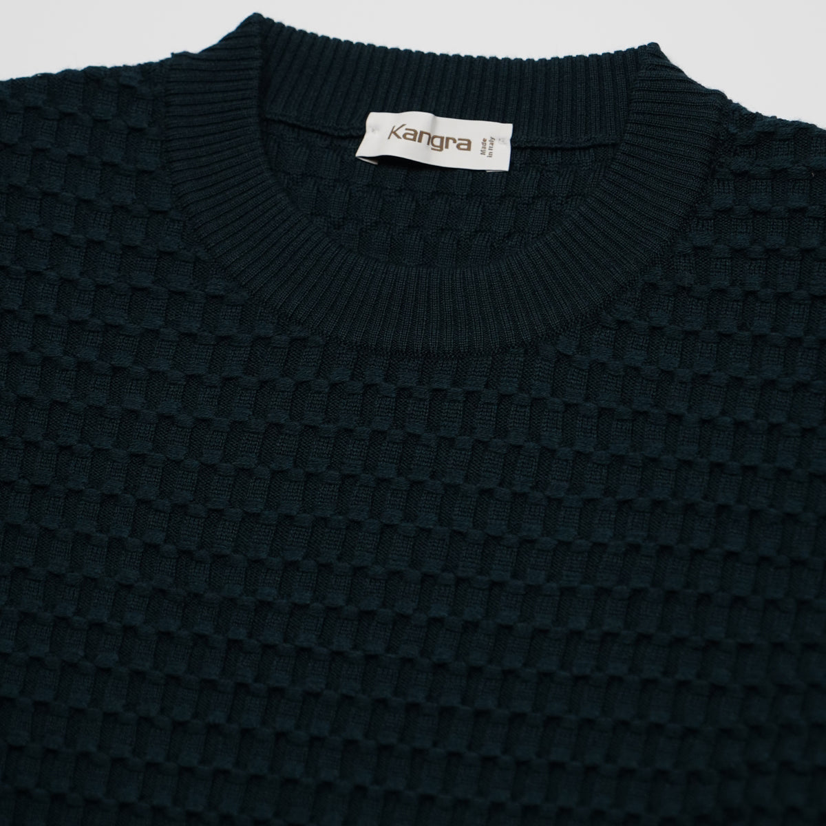 Maglione Girocollo Pluriball Kangra W7K4007-00048 Verde Bottiglia in Lana Merino Extrafine