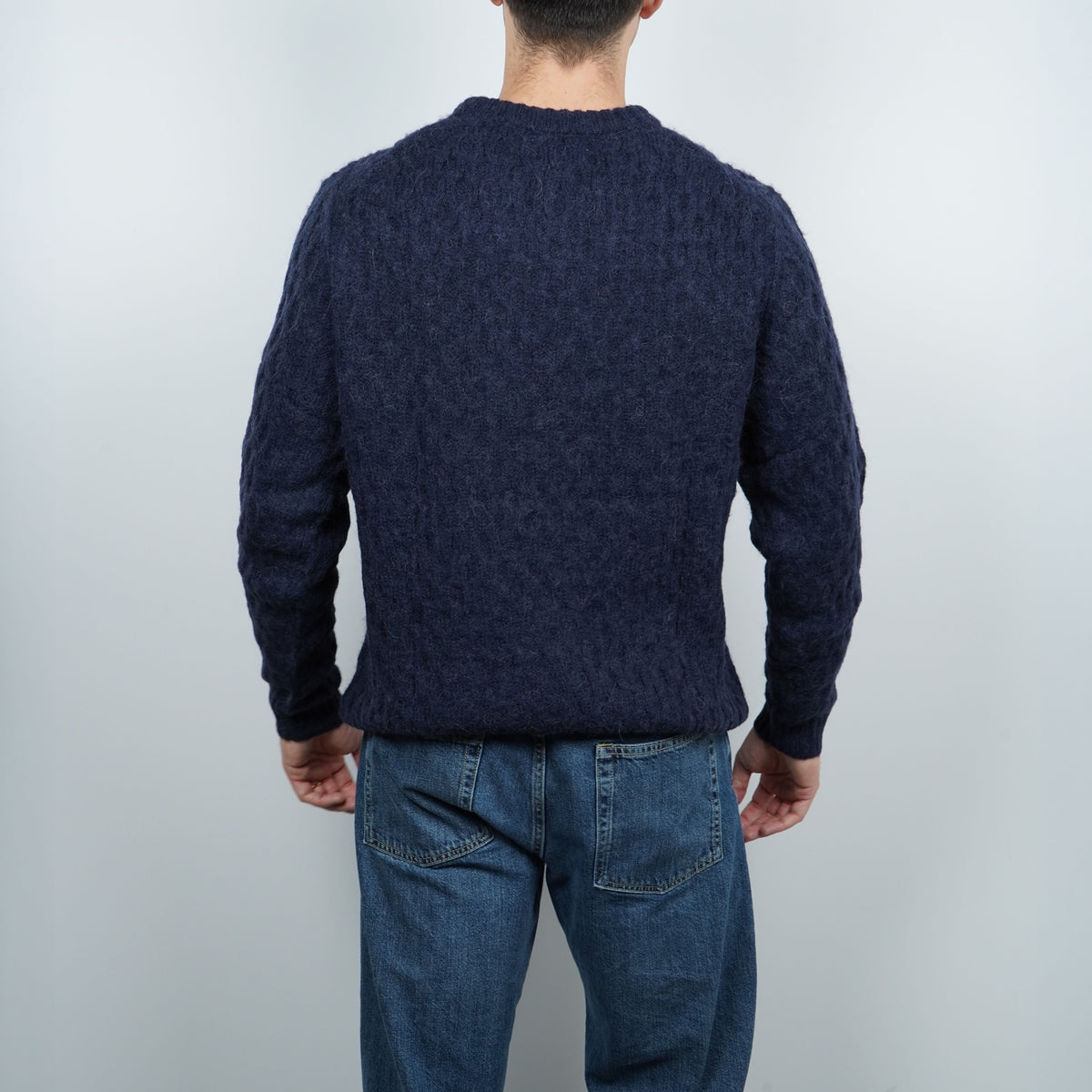 Maglione Girocollo SUN68 Crewneck Fancy Knit Alpaca Soft Touch K46155-07 Navy Blue