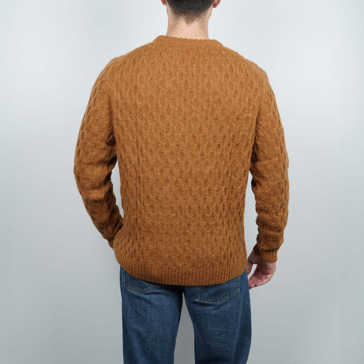 Maglione Girocollo SUN68 Fancy Knit K46155-71 Marrone Cacao in Misto Lana e Alpaca