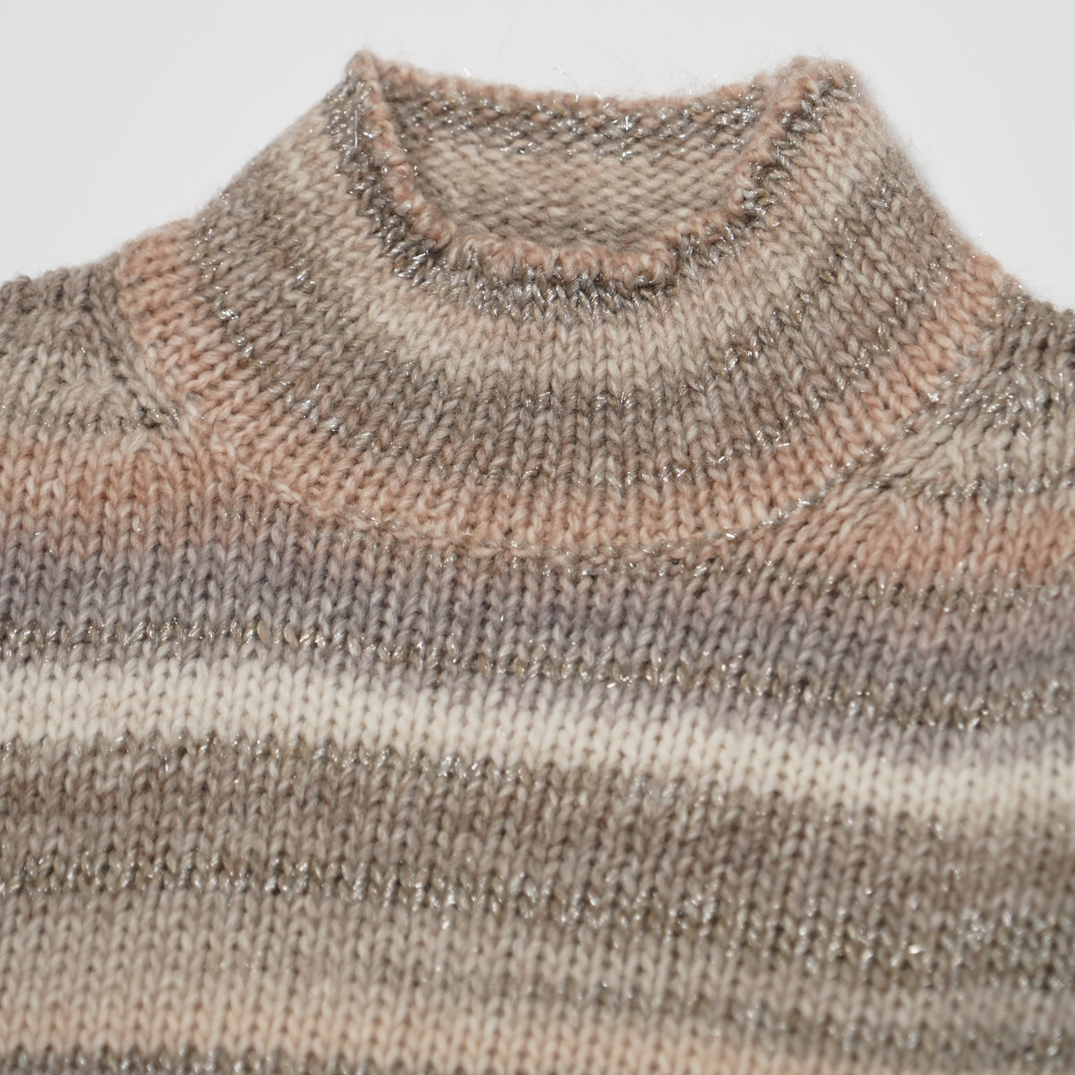 Maglione Lupetto Rasato Kangra 4800-00479 Multicolor Rosa Cipria e Grigio con Righe Luminose