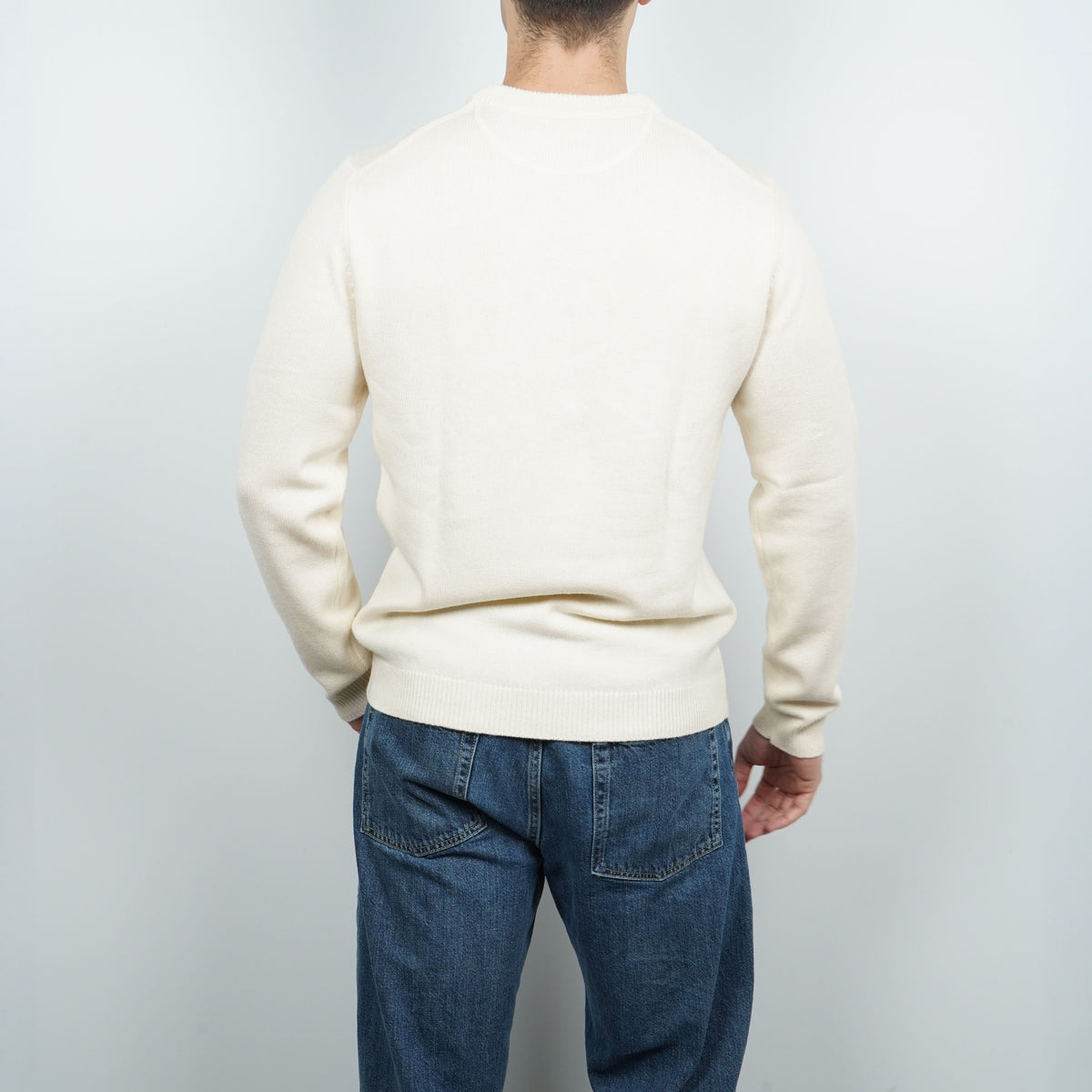 Maglione Girocollo SUN68 Sweater Warm Wool K46112-31 Bianco Panna in Lana e Cashmere