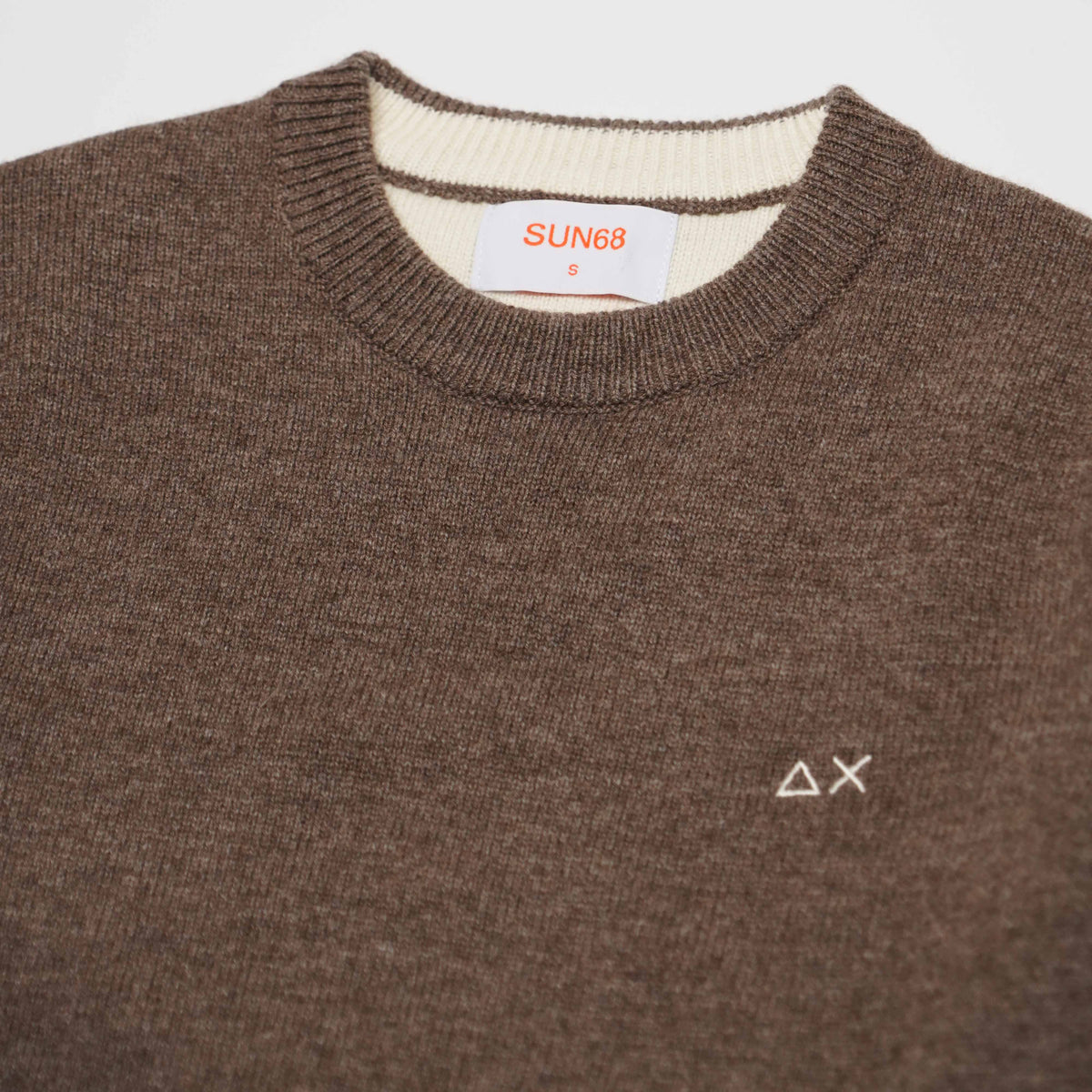 Maglione Girocollo SUN68 Sweater Warm Wool K46112-66 Marrone in Lana e Cashmere