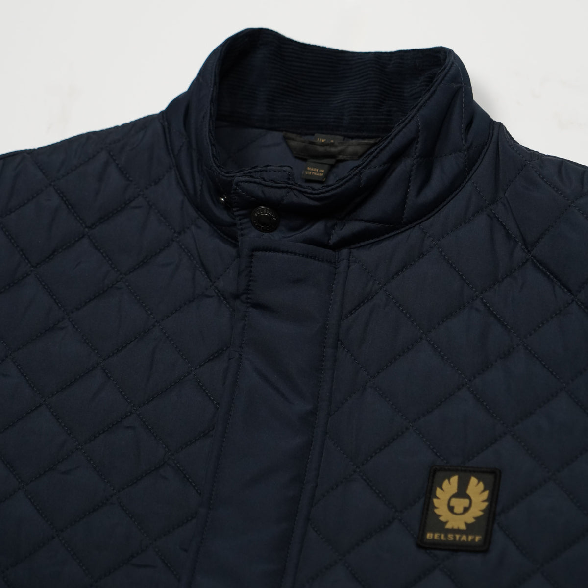Gilet Belstaff Icon Blu Navy Trapuntato con Collo Alto