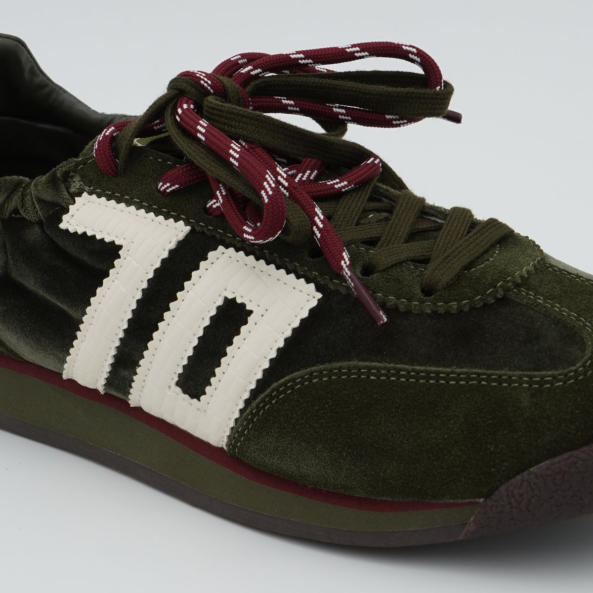 Sneakers Back70 ROCKET in camoscio e tessuto verde bosco