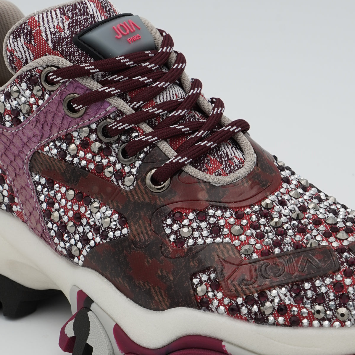 Sneakers Joia Paris 202602W101 Jewel Bordeaux con Strass e Suola Chunky