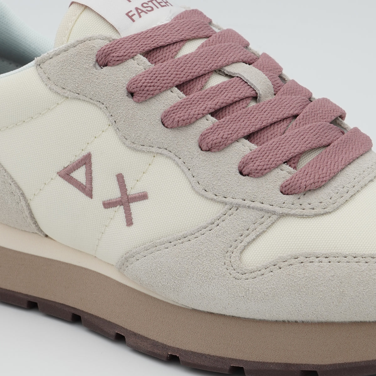 Sneakers SUN68 Ally Solid Z46201 31 Bianco Panna in Suede e Nylon con Logo Ricamato e Suola Running in EVA