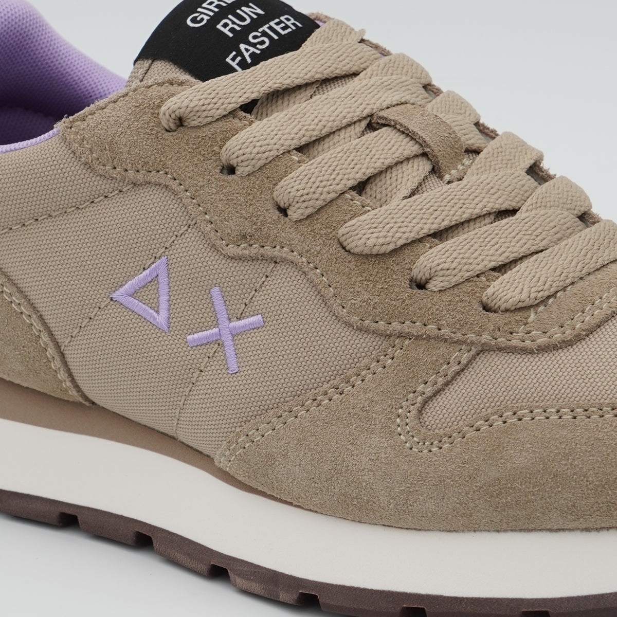 Sneakers SUN68 Ally Solid Z46201 77 Beige Scuro in Suede e Nylon con Logo Ricamato e Suola Running in EVA
