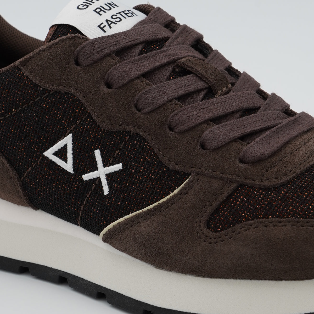 Sneakers SUN68 Ally Glitter Textile Z46204 08 Marrone in Suede e Lurex con Logo Ricamato e Suola Running in EVA