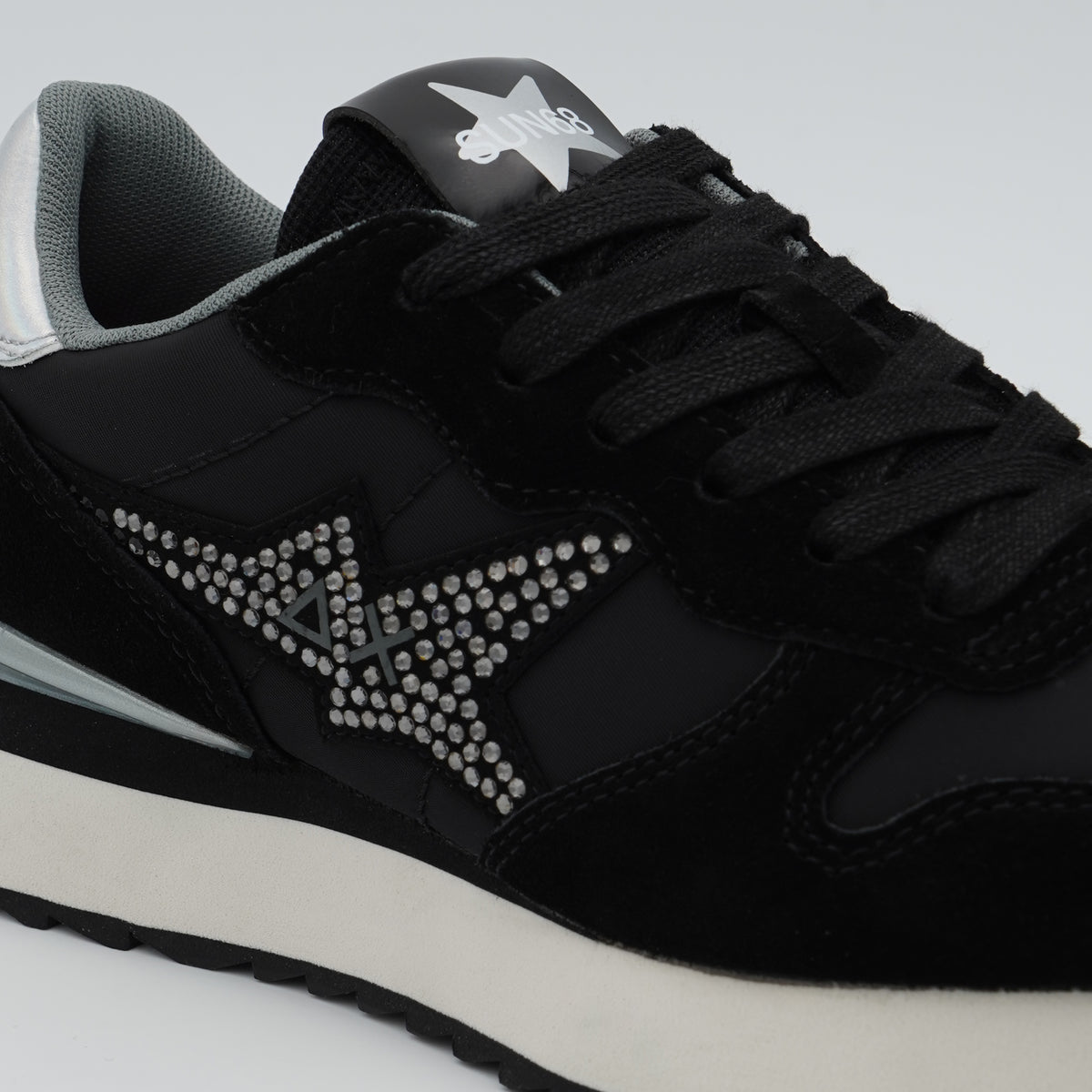 Sneakers SUN68 Stargirl Strass Logo Z46223 11 Nero in Suede e Nylon con Logo Strass
