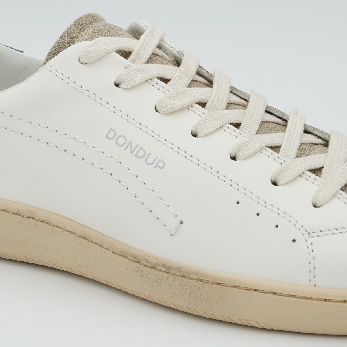 Sneakers Dondup PL0694U003 Bianche con Dettagli Beige e Blu