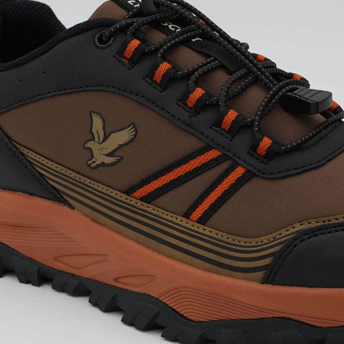 Sneakers Lyle & Scott Nyllep Mintlaw LSMRU00004 287 Marrone e Arancione con Lacci Elastici, Suola Chunky e Logo Aquila Dorata