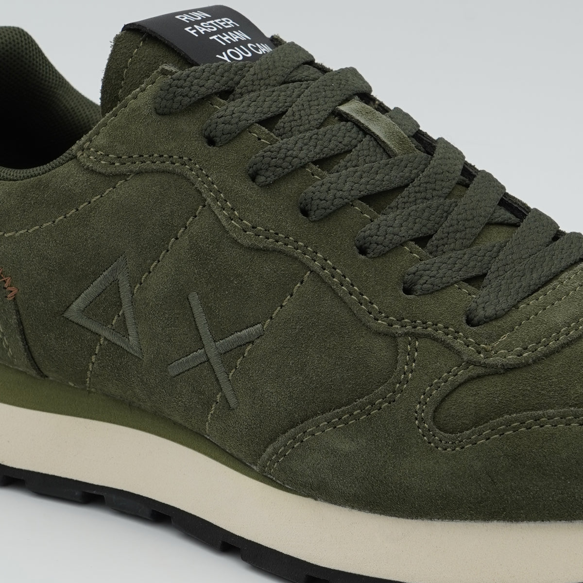 Sneakers SUN68 Tom Suede Z46106 74 Verde Militare Scuro in Camoscio con Logo Ricamato e Suola EVA