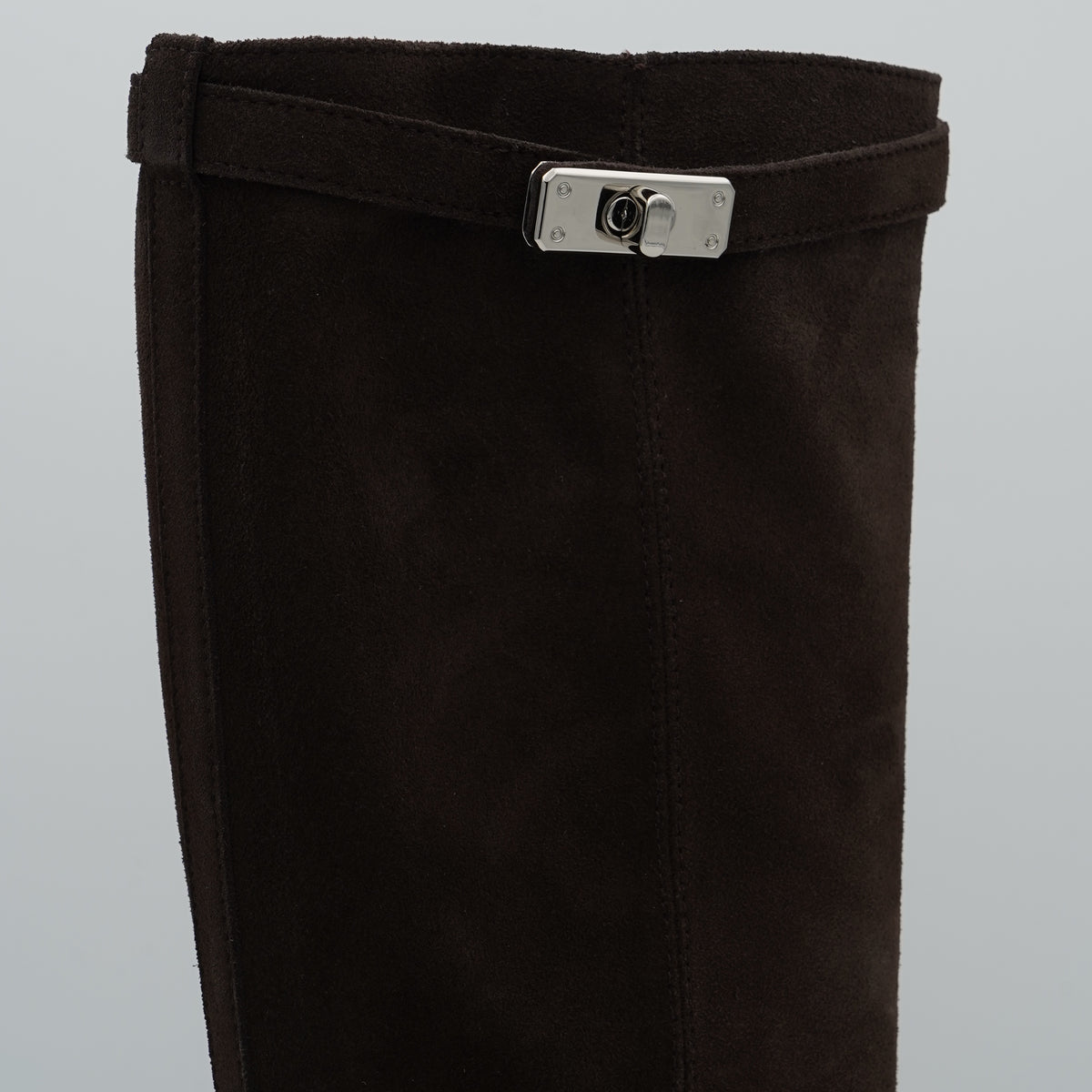 Stivale Via Roma 15 4671 Velour Testa di Moro con Cinturino e Dettaglio Argento