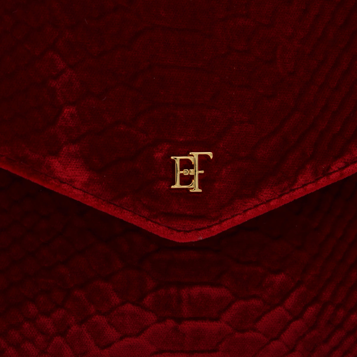 Borsa a Tracolla Elisabetta Franchi BS27A67E2 Red Passion Effetto Velluto con Dettagli Oro