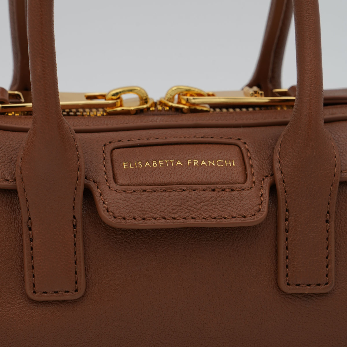 Borsa a Mano Elisabetta Franchi BS58A67E2 Sigaro con Dettagli Oro