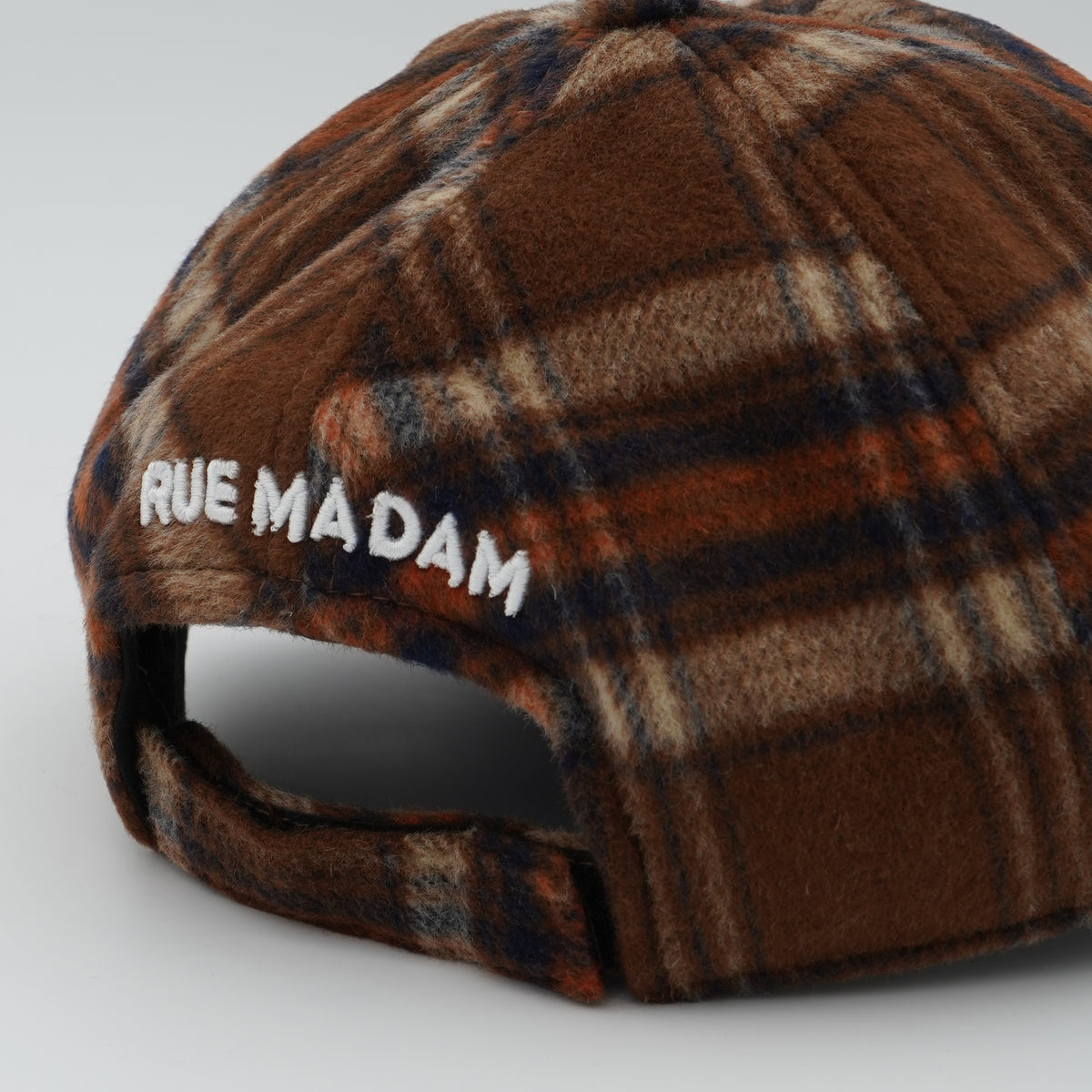 Cappello con Visiera Rue Madam Paris Chamonix Cap 1589 Tartan Orange in Misto Lana con Fantasia Scozzese e Strass