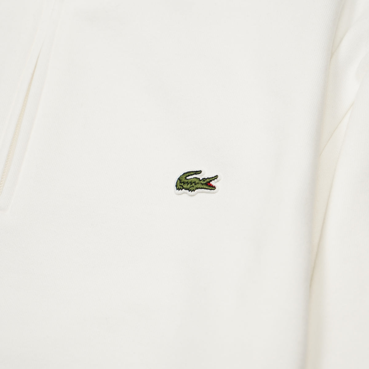 Felpa Lacoste SH8866-00-70V Blanc con Collo Alto e Mezza Zip Classic Fit