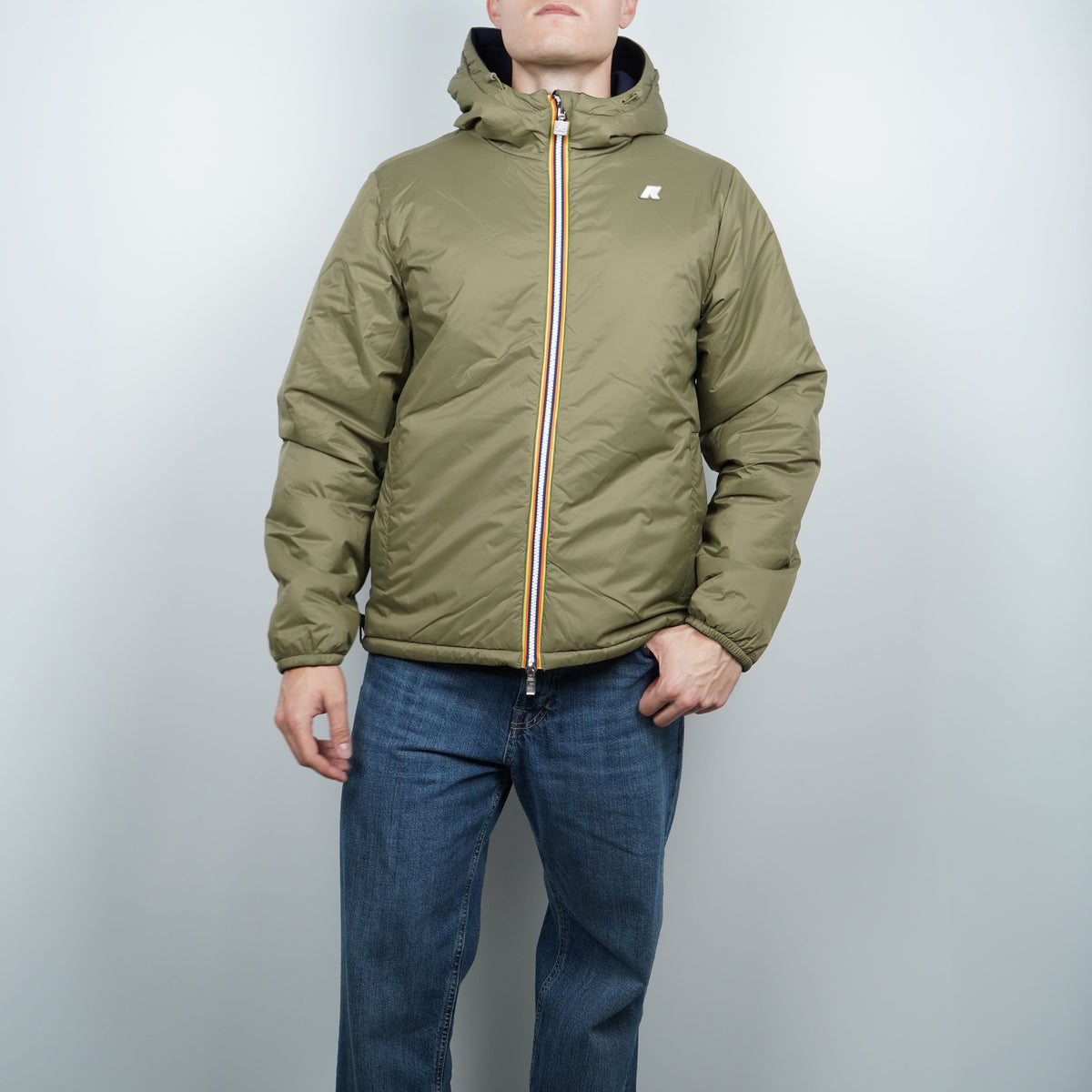 Giubbotto Kway Jack Spacer Nylon Double k8142yw D0C Blu Navy e Verde Militare