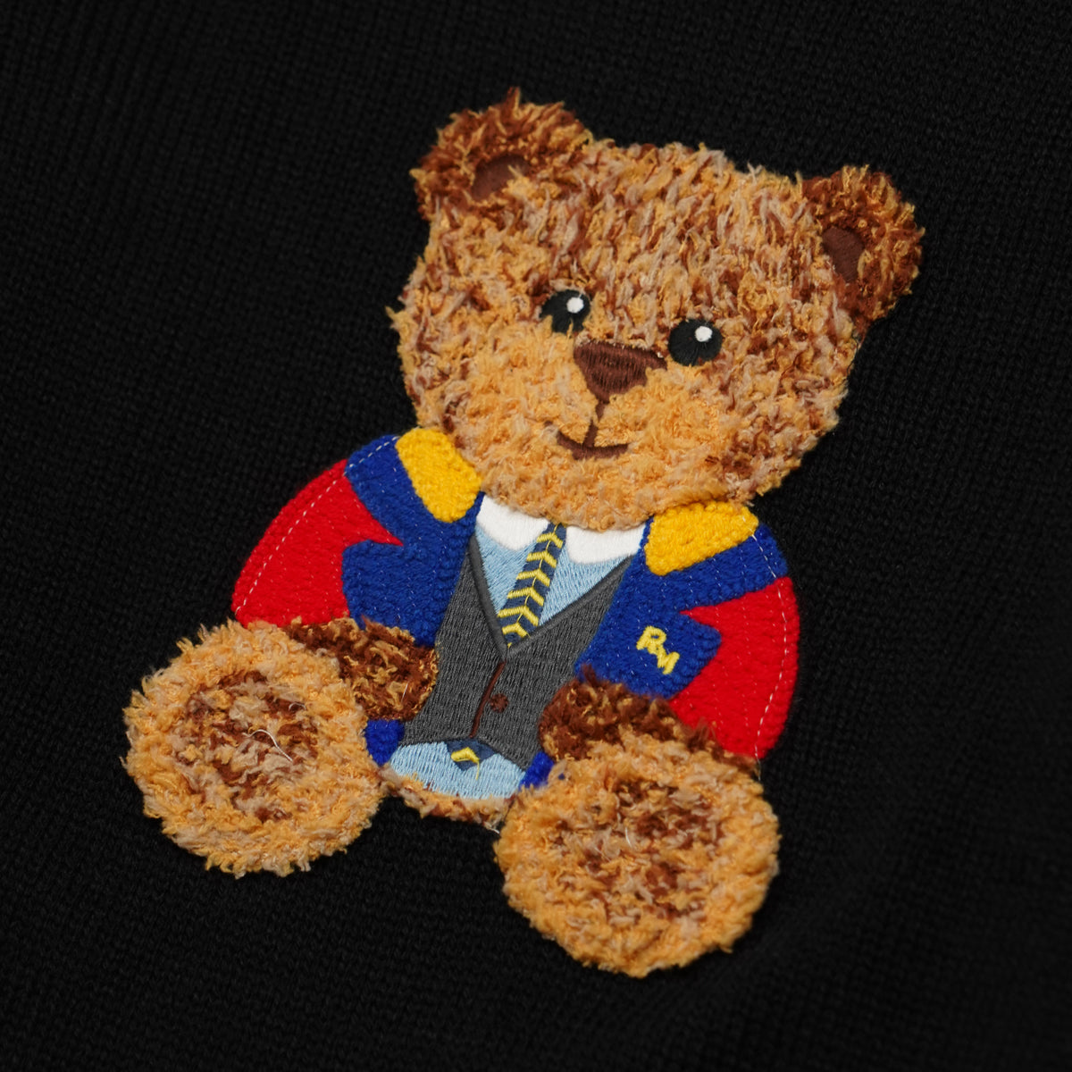 Maglione Rue Madam Paris Marvin Jumper 1507 Nero in Misto Lana con Orsetto Marvin Teddy Ricamato e Logo