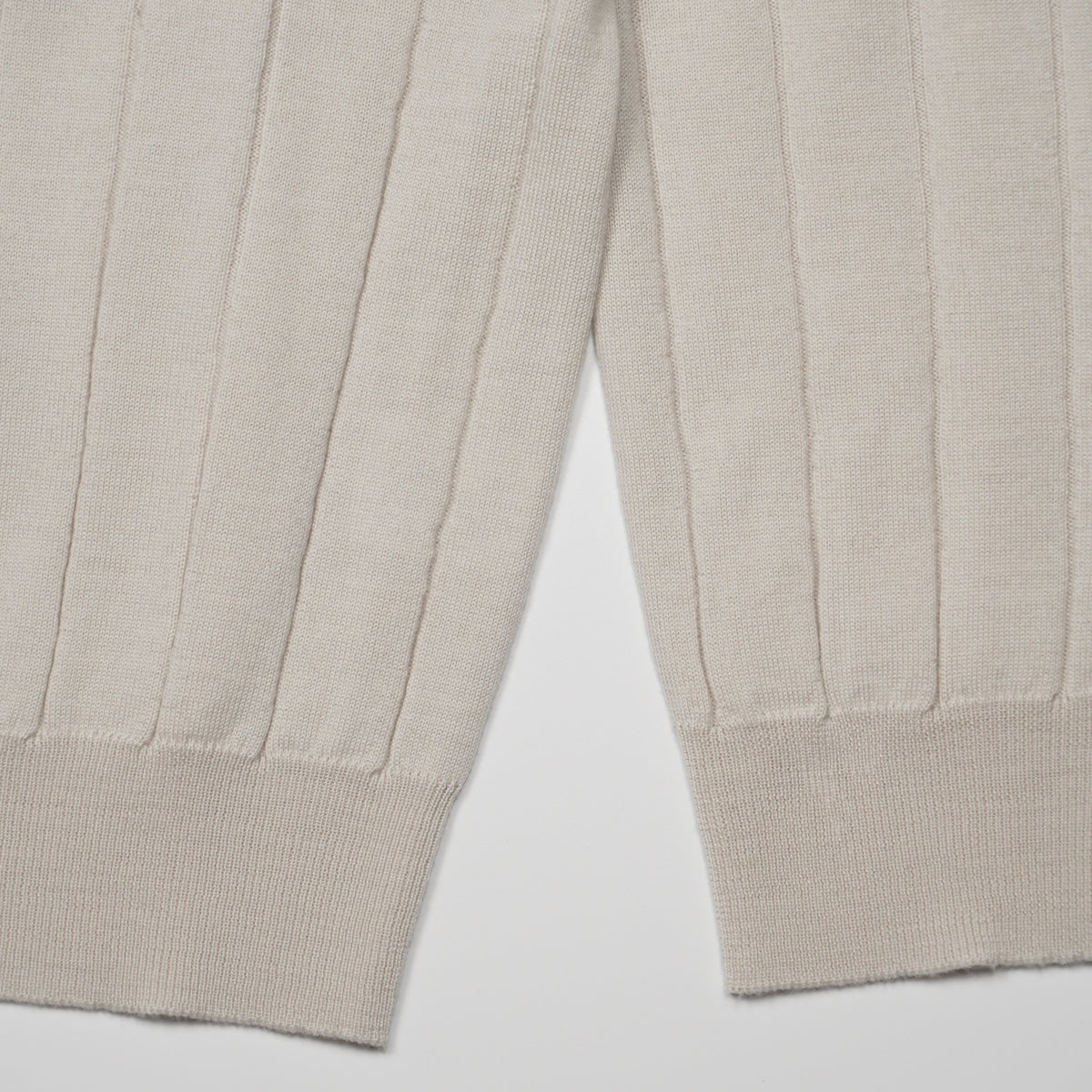 Maglione Girocollo a Coste Kangra W7K4006-00824 Bianco Panna in Lana Merino Extrafine