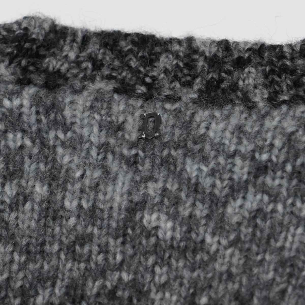 Maglione Girocollo Dondup M01037U 998 Grigio Antracite e Nero Mélange in Misto Lana e Alpaca con Fantasia Sfumata e Maniche Lunghe