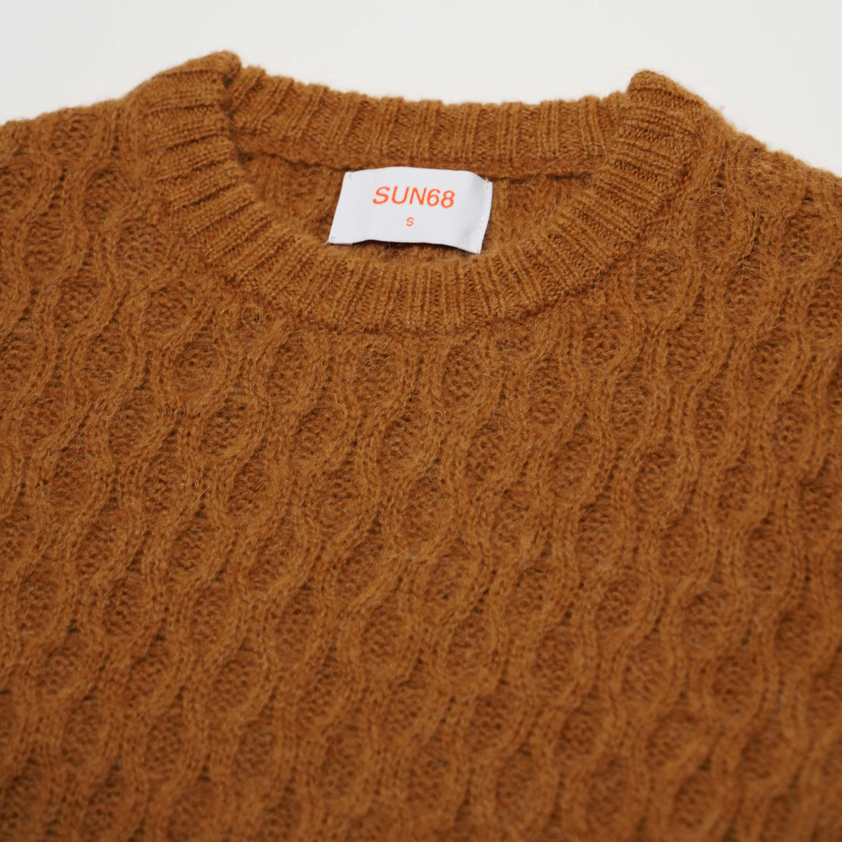 Maglione Girocollo SUN68 Fancy Knit K46155-71 Marrone Cacao in Misto Lana e Alpaca